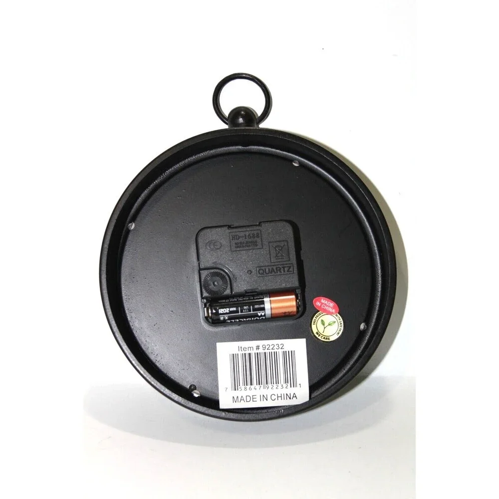 Vintage Style Black White Wall Clock Antique Round Metal Crown London 7.5”x6.5”